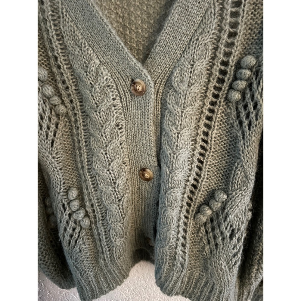 LOUISE MISHA Sage Green Sirika Mohair and Merino Wool Cardigan XS Oversized - Picture 9 of 12
